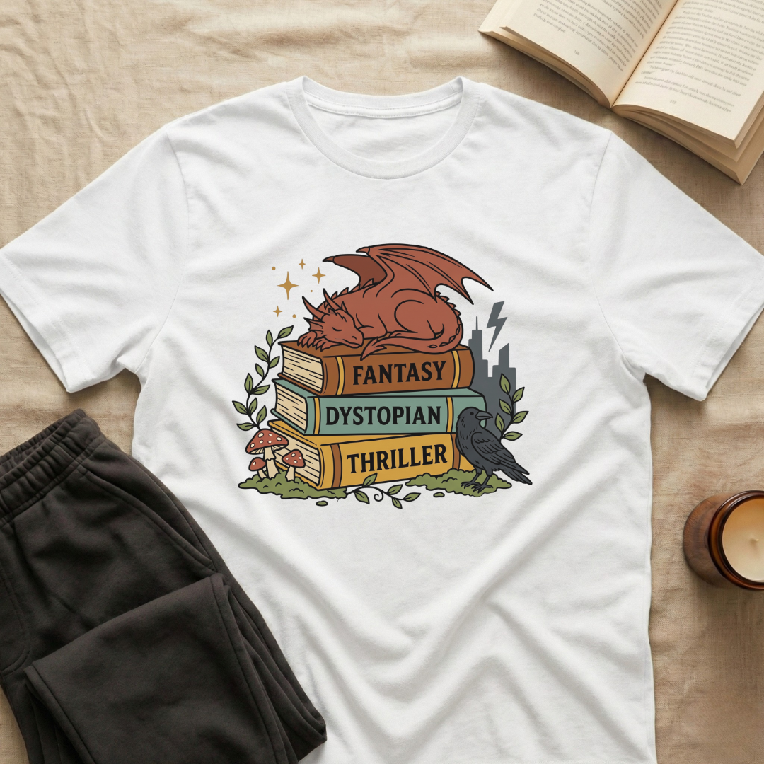 Dragon Sleeping On Books T-Shirt