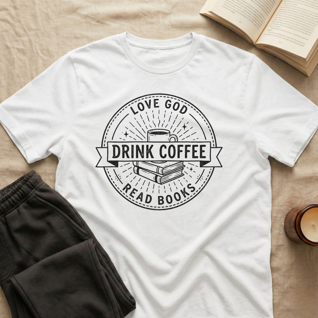 Love God Drink Coffee Read Books T-Shirt