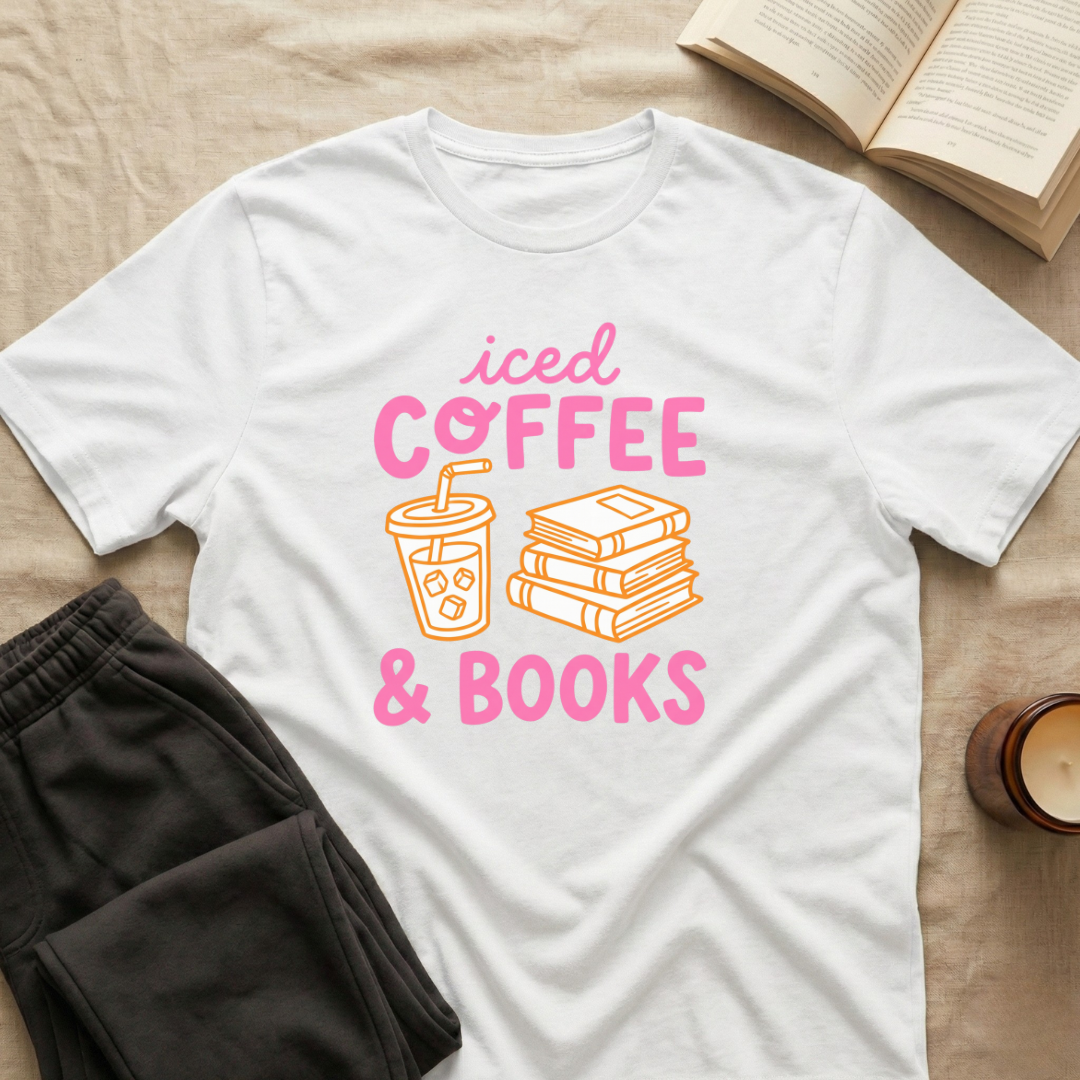 Iced Coffee & Books T-Shirt in White