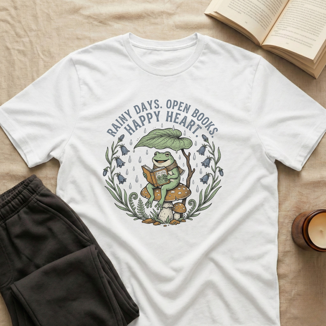 Rainy Days Open Books T-Shirt